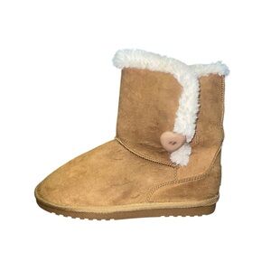 CBR Tan Suede Boots with Faux Fur Trim